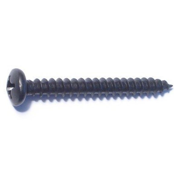 Midwest Fastener Sheet Metal Screw, #12 x 2 in, Black Steel Pan Head Phillips Drive, 5 PK 79425